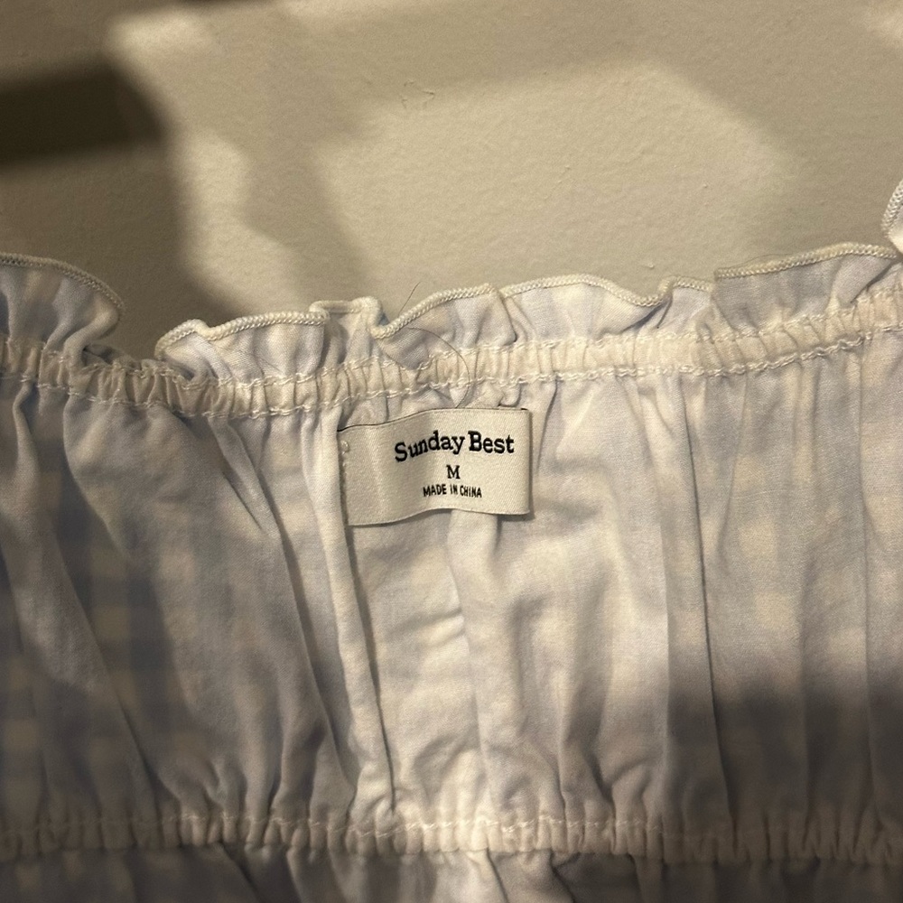 Sunday Best Blue Checkered Ruffle Blouse - Picture 2 of 3